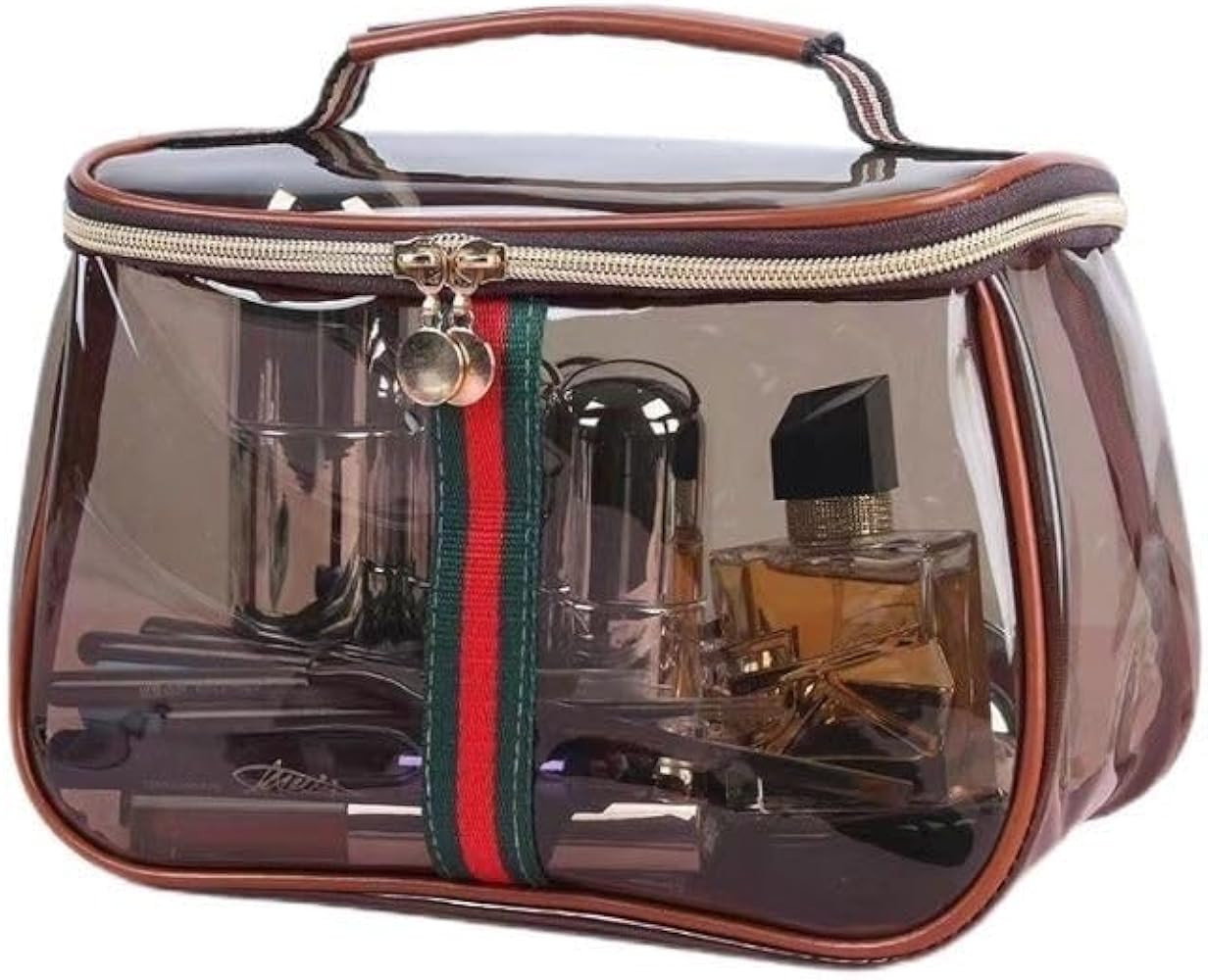 New Retro Vintage Vanity Bag, Clear Makeup Organizer with Handle,Large Capacity Waterproof Makeup... | Amazon (US)