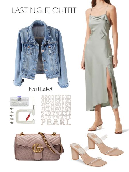 Date Night Outfit with a Satin dress and a personalized Pearl Jacket

#LTKunder100 #LTKstyletip