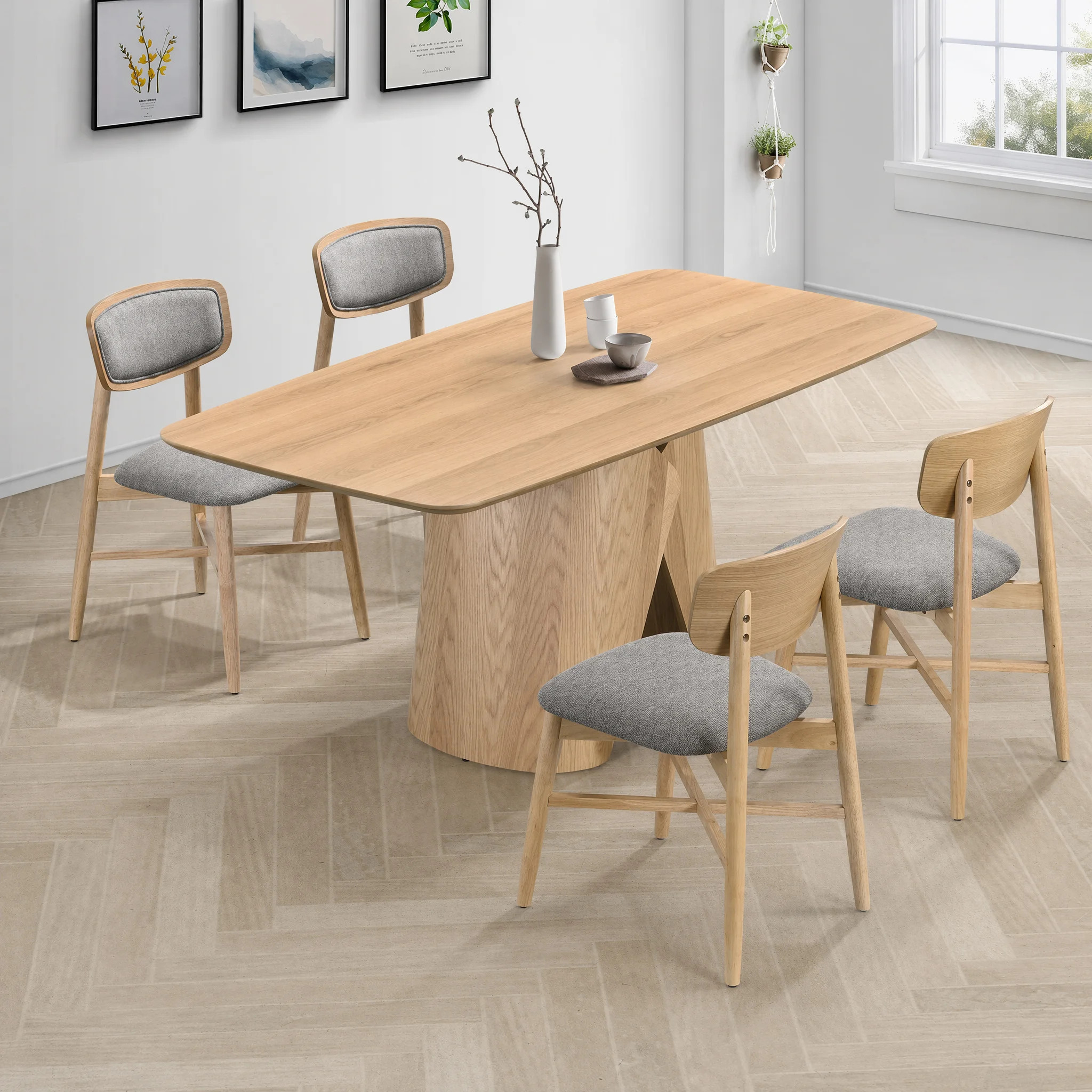 Walthall Sculptural Dining Set With Curved Back Chairs | Wayfair North America