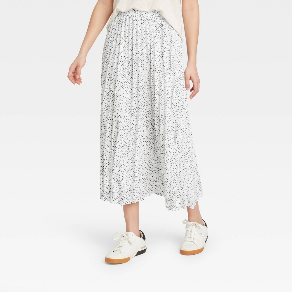 Women's Midi Pleated A-Line Skirt - A New Day White S | Target