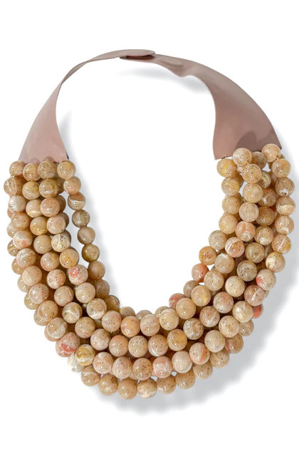 Carla 7 Strand Mauve Taupe Smooth Bead Statement Necklace | The Willow Tree