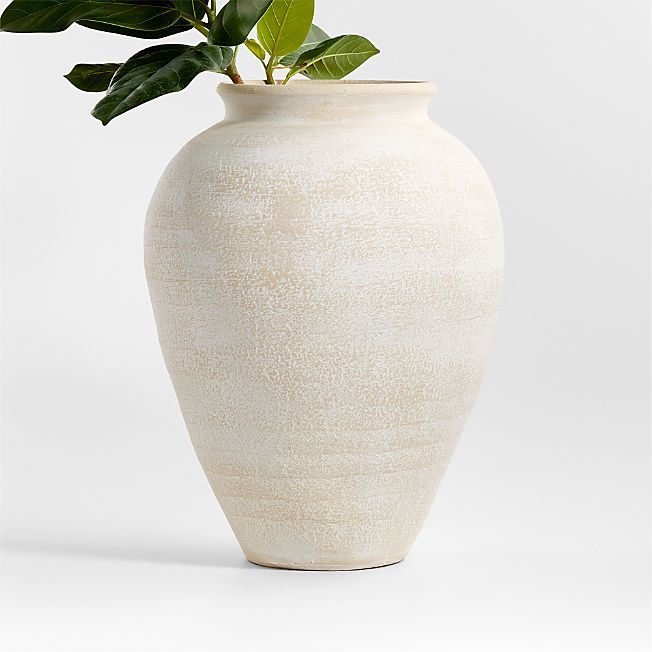 Ophelia Matte Natural Large Vase 17" + Reviews | Crate & Barrel | Crate & Barrel