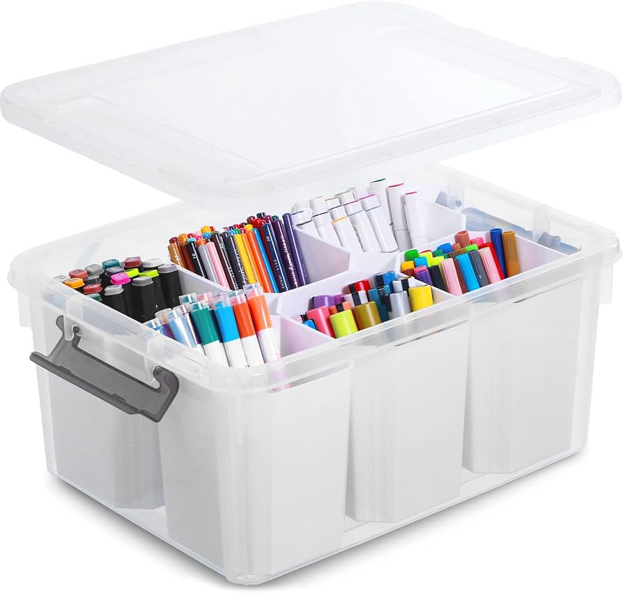 Citylife 17QT Craft Organizers and Storage bins with Lids, Marker Organizer | Amazon (US)