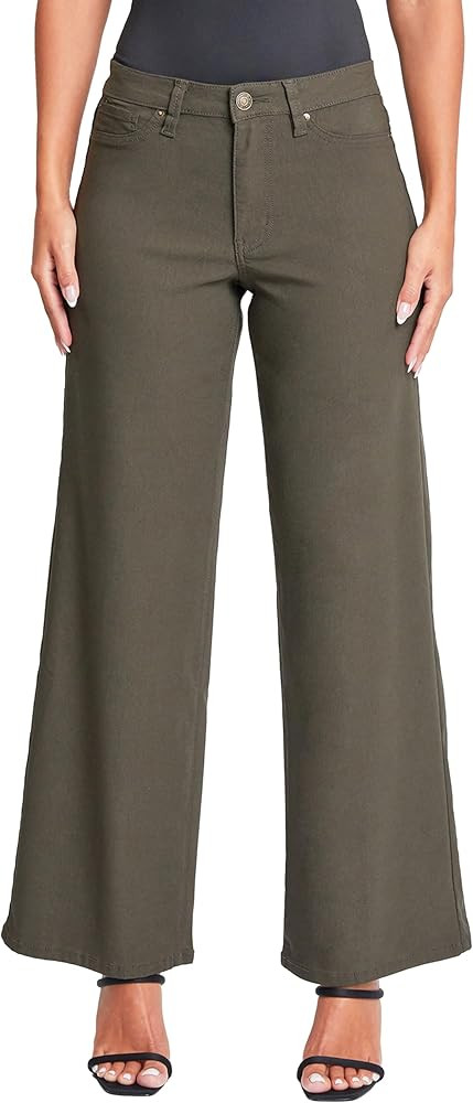 YMI Women's Hyperstretch Forever Color High Rise Wide Leg Pants | Amazon (US)