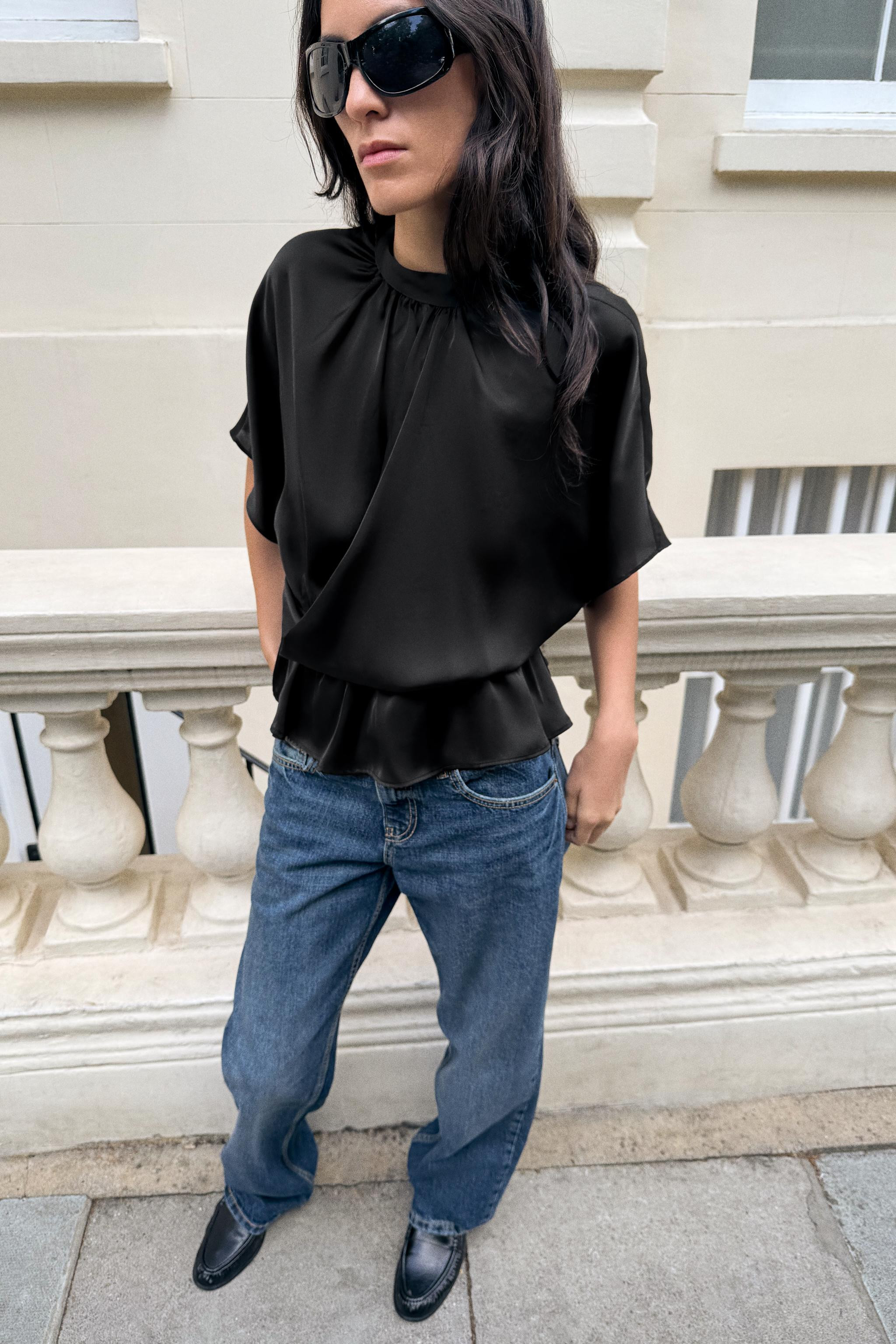 DRAPED SATIN BLOUSE | Zara US