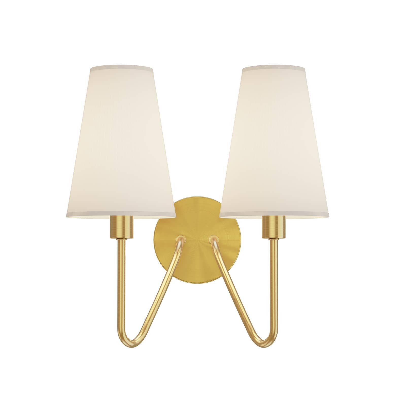 Electro bp;Double Head Classic 2 Lights Wall Sconces Lighting Fixture Polished Gold with Cream Wh... | Amazon (US)