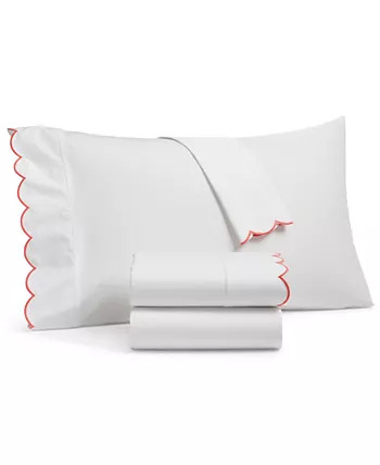 Martha Stewart Collection CLOSEOUT! Scalloped 400 Thread Count 100% Egyptian Cotton Percale 3-Pc.... | Macys (US)
