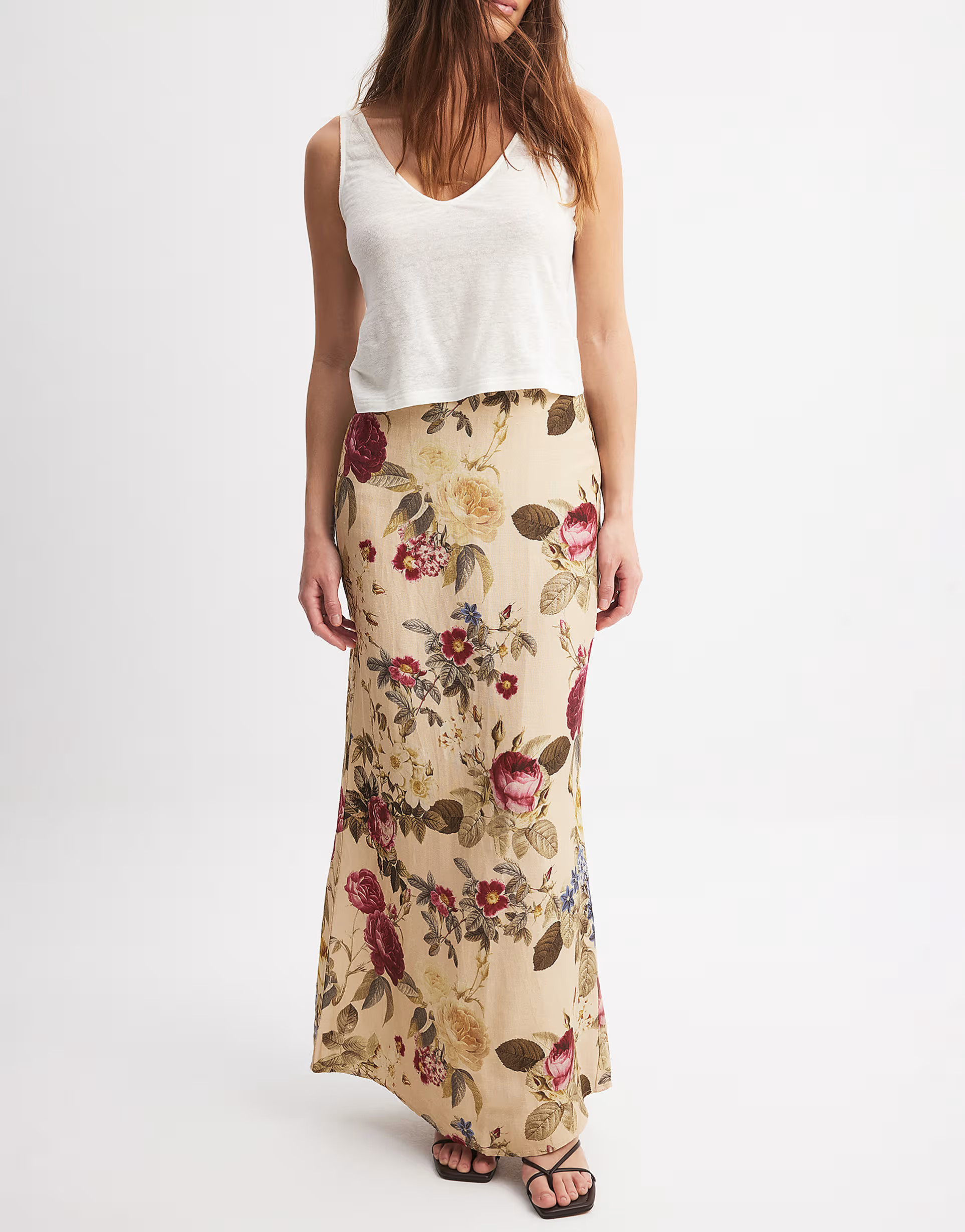 NA-KD linen look maxi skirt in floral | ASOS (Global)