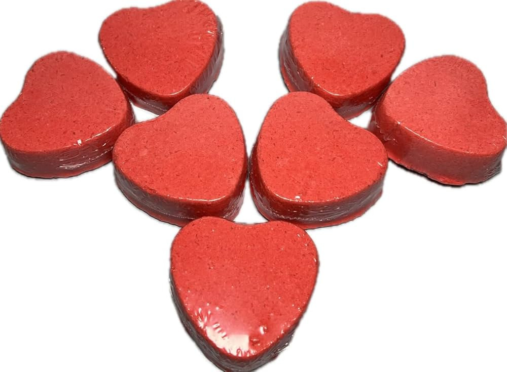 Heart Shaped Bath Bombs, Moisturizing, Assorted Scents and Colors (Strawberries & Cream) | Amazon (US)