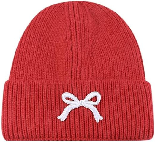 Women's Cute Bow Tie Beanie Fashion Knit Skull Cap Winter Warm Knitted Hats Y2k Aesthetic Accesso... | Amazon (US)