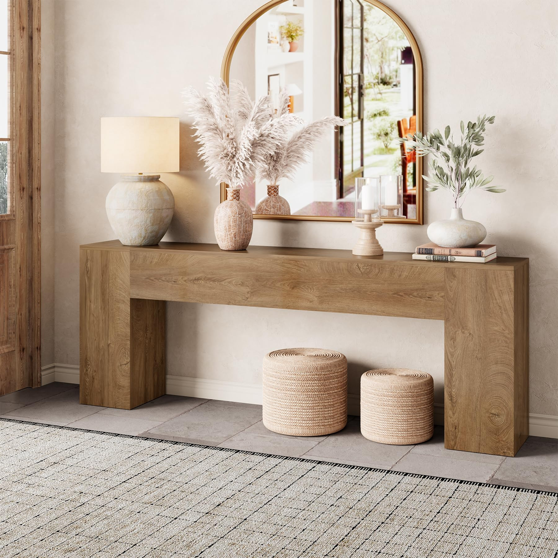 Epecoya Extra Long Console Tables for Entryway 86-Inch, Farmhouse Couch Table Behind Sofa Wooden, Modern Entryway Table for Entrance, Hallway, Living Room, Apartment, Natural Oak Brown | Amazon (US)