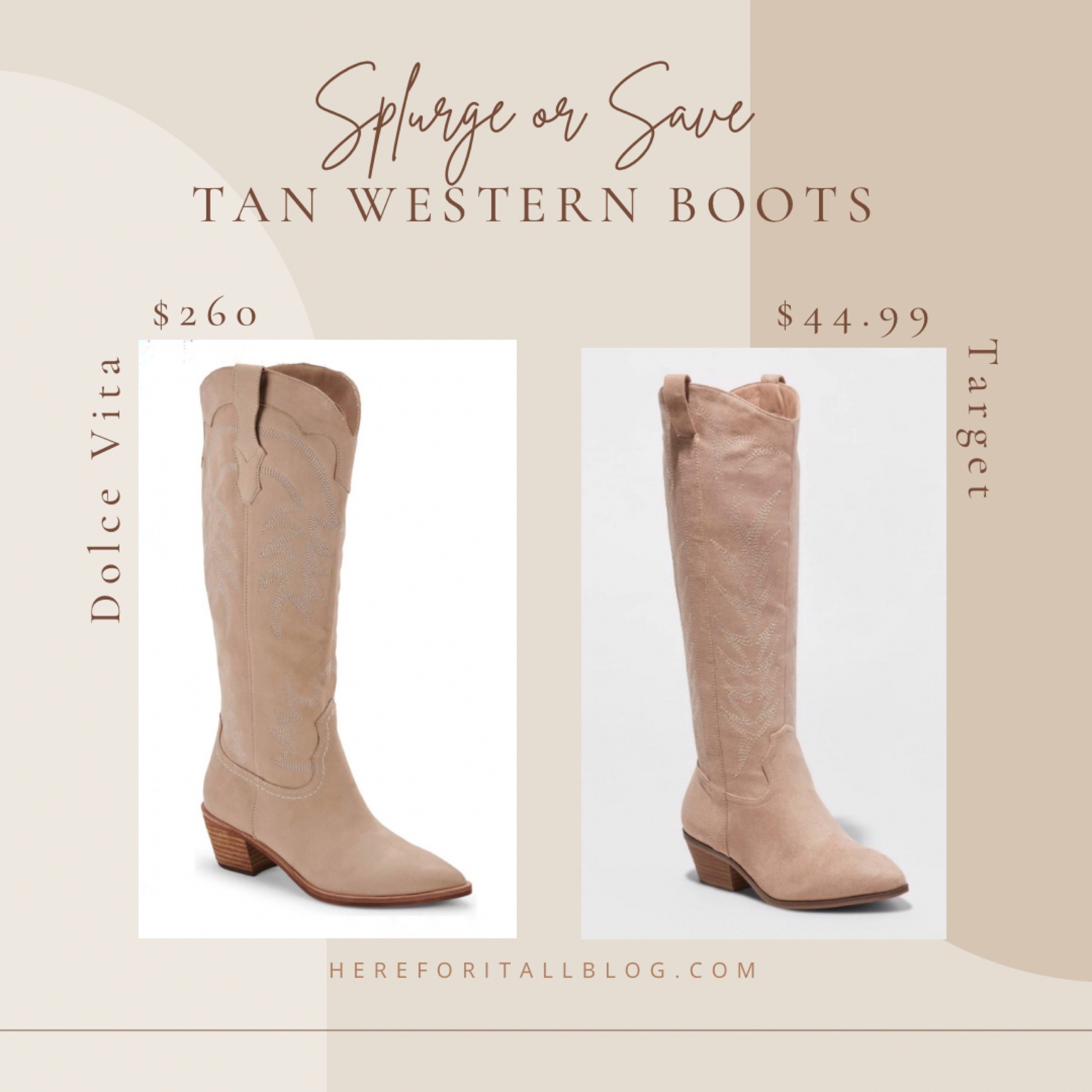 I love these western style boots in this beautiful neutral color. It makes the cowboy boot trend even more wearable for every day. They pair equally well with some cut off shorts or a dress for the office. I bought the Target boots after trying them on in the store. They were the most comfortable boots I ever put on so I had to get them. They have memory foam insoles that make you feel like you’re walking on clouds. Give these a ‘like’ so you’ll get sale notifications! I sized down one whole size to a 6 (normally wear a 7).

#LTKshoecrush #LTKstyletip #LTKunder50