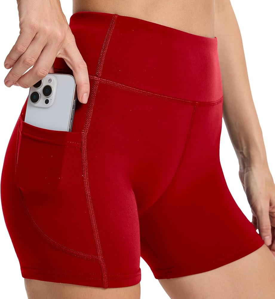 JCFSYXGS Workout Yoga Biker Shorts for Women with Pockets,Soft High Waisted Tummy Control Running... | Amazon (US)