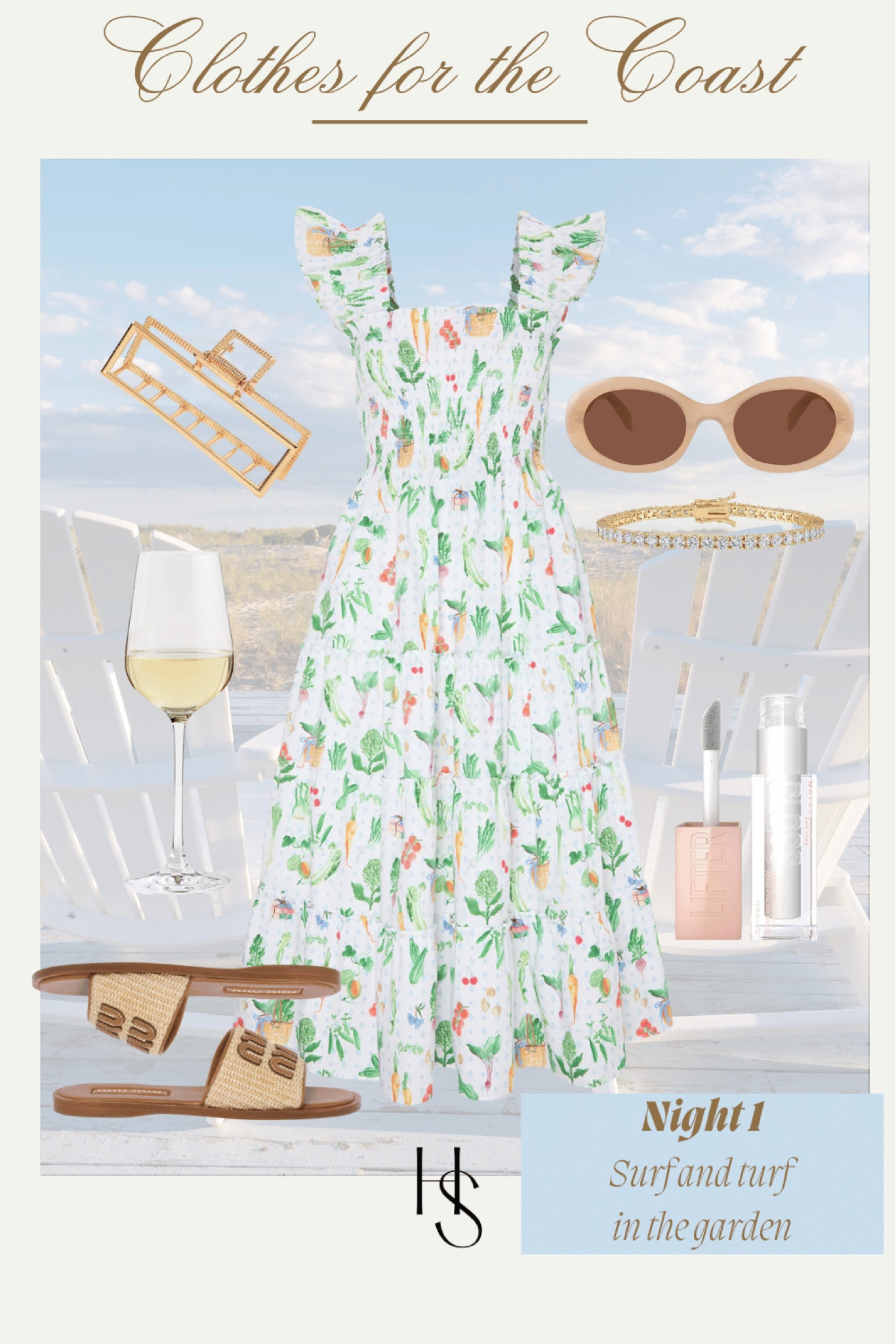 Clothes for the Coast: Cape Cod vacation outfit night 1 - surf and turf in the garden - I am in love with this Hill House nap dress! I am now totally understanding the hype. I got my true size. I love the garden print! 
This outfit is from my article on my blog: Cape Cod Vacation Outfits: What I Wore in the Cape
What to wear in Cape Cod 
Cape Cod packing list 
Cape Cod summer style
Cape Cod swim style 
Cape Cod travel outfits 
Cape Cod outfit ideas 
New England summer outfits 
What I wore in Cape Cod 
Cape Cod beach vacation wardrobe 
Stylish outfits for Cape Cod
What to wear in New England
Coastal packing list 
Coastal summer style
Coast swim style 
Coastal travel outfits 
Coastal outfit ideas 
New England summer outfits 
What I wore on the New England Coast
Coastal beach vacation wardrobe 
Stylish outfits for the coast