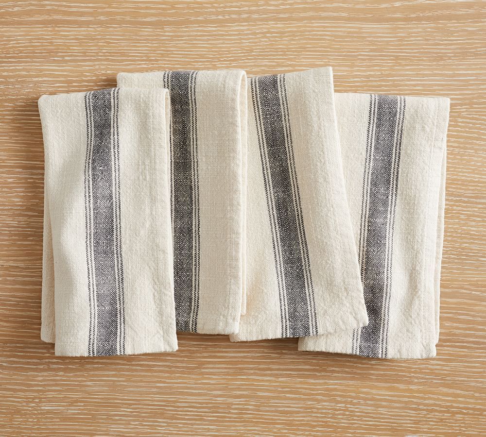 French Striped Organic Cotton Napkins - Set of 4 | Pottery Barn (US)