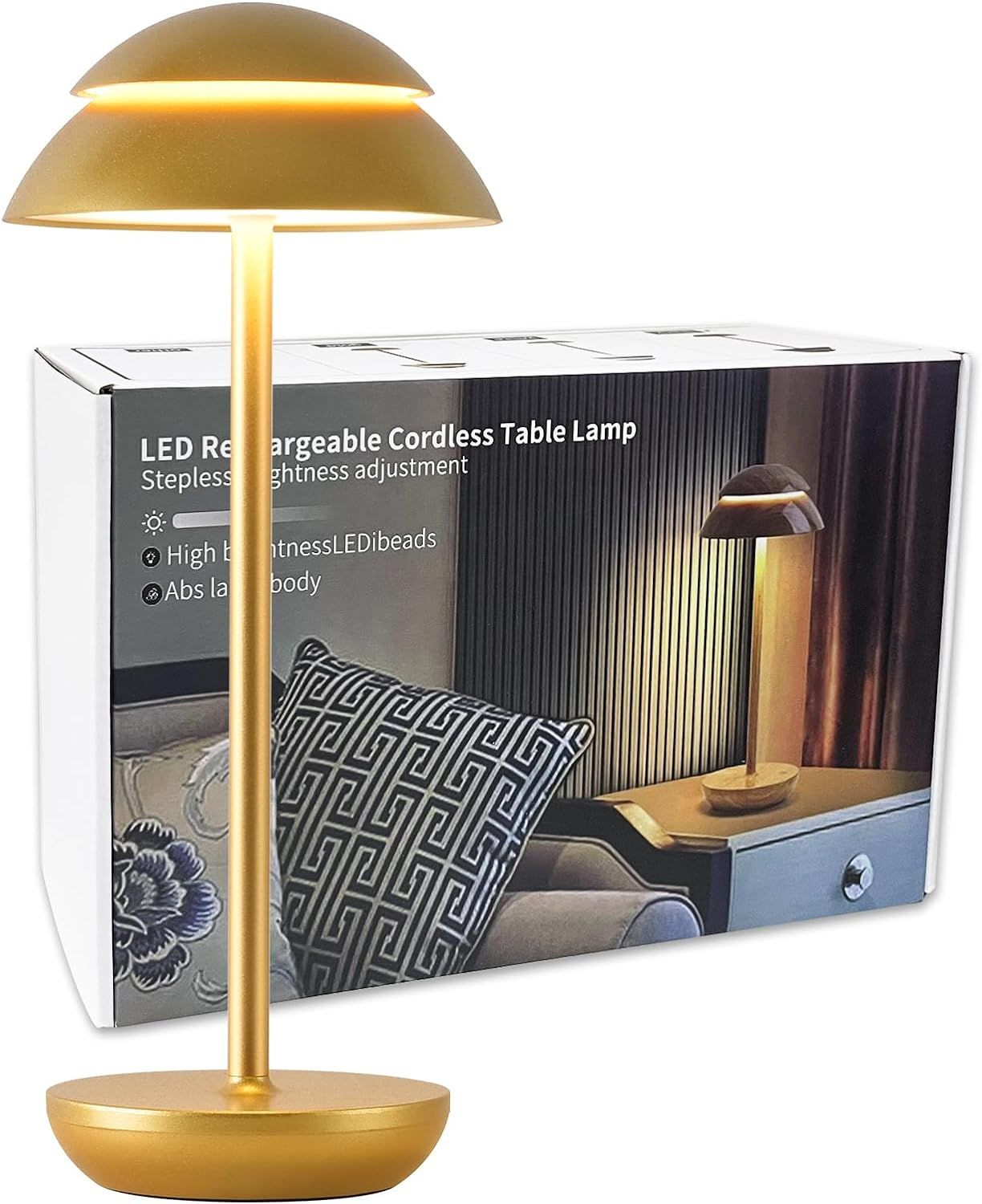 Touch Bedside Table Lamp 3 Way Dimmable LED Cordless Nightstand Lamp for Bedroom Built-in Recharg... | Amazon (US)