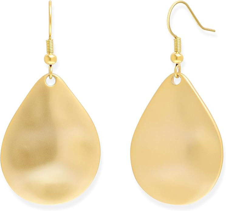 Jean Beau 14K Gold Plated Sculptural Teardrop Earrings for Women, Lightweight Hammered Statement ... | Amazon (US)