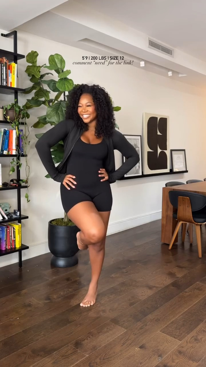 My spring and summer work out uniform! I am 5’9 200 lbs wearing a large romper and Xlarge sweater! And a medium in the black workout jacket. In the gray outfit I am wearing a small tank top and the pants are one size fits all!

#LTKfindsunder50 #LTKworkwear #LTKActive