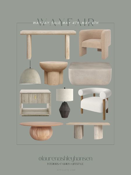 The annual Wayday sale starts tomorrow (May 4th - May 6th)! Save on thousands of products sitewide—prep your carts now!! 

I love these organic, earthy and neutral favorites! I love the variation in materials from concrete to wood to travertine! And the silhouettes of these pieces are so beautiful too—curved backs, pedestal bases, and more! 

#LTKhome #LTKstyletip #LTKsalealert