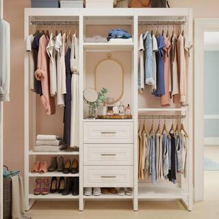 CLOSETS By LIBERTY 68.5 in. W White Adjustable Tower Wood Closet System with 3 Drawers and 11 She... | The Home Depot