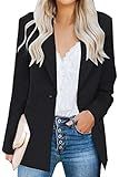 Uqnaivs Women's Black Lapel Blazer Suit Button Long Sleeve Pocket Work Office Jacket Large (US 12-14 | Amazon (US)