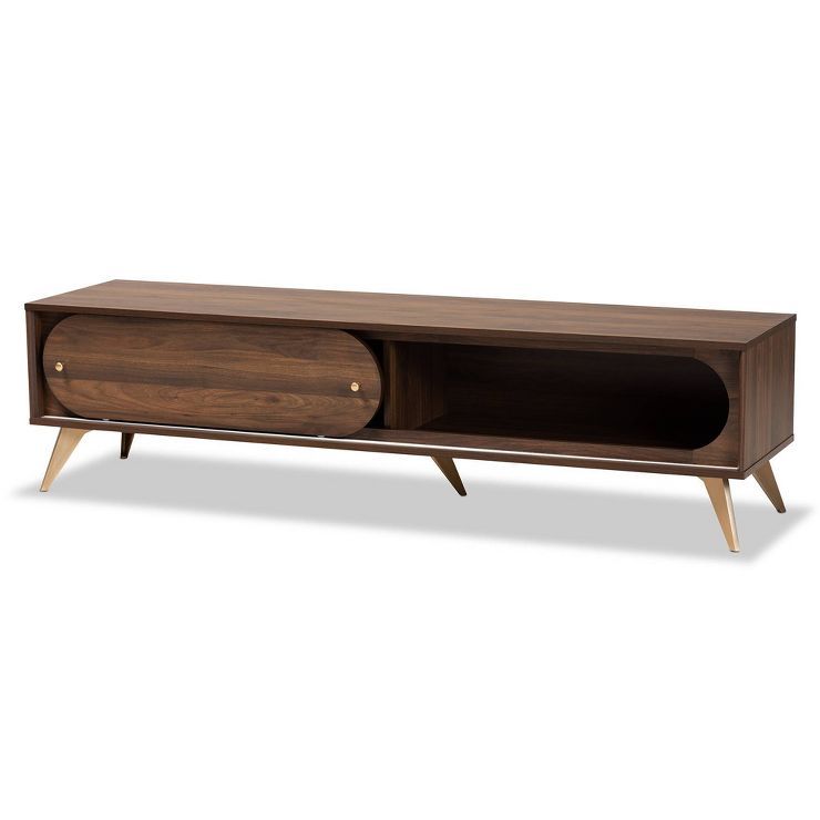 Dena Wood and Gold TV Stand for TVs up to 60" Walnut - Baxton Studio | Target