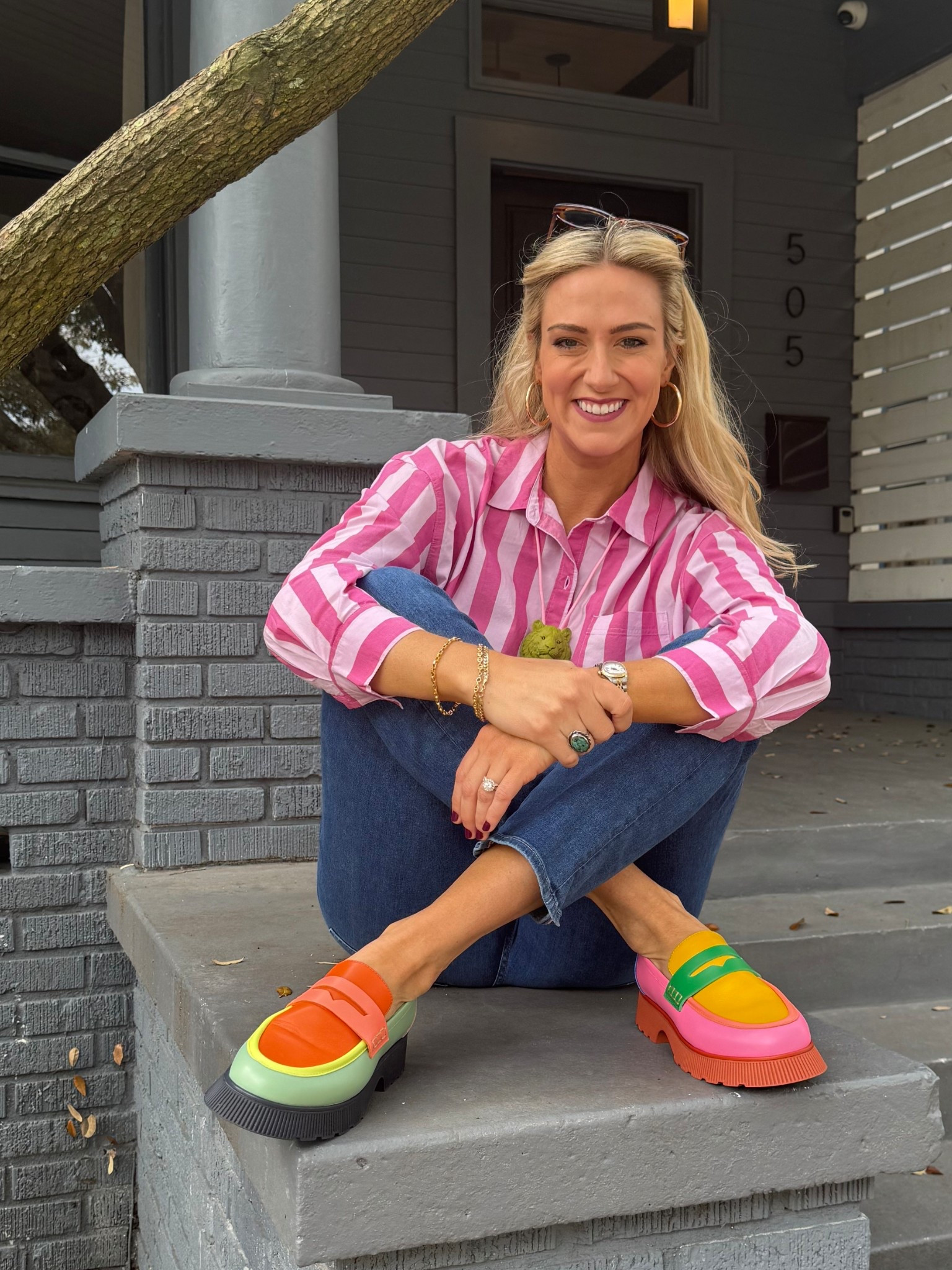February that feels like May 🥵 colorful loafers, stripes, and a bolo 

#LTKTall #LTKootd #LTKmomlife