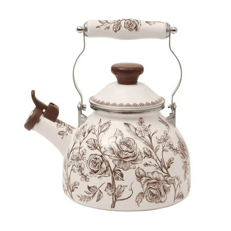 The Pioneer Woman 2.0-Quart Enamel on Steel Agatha Tea Kettle, Brown | Walmart (US)