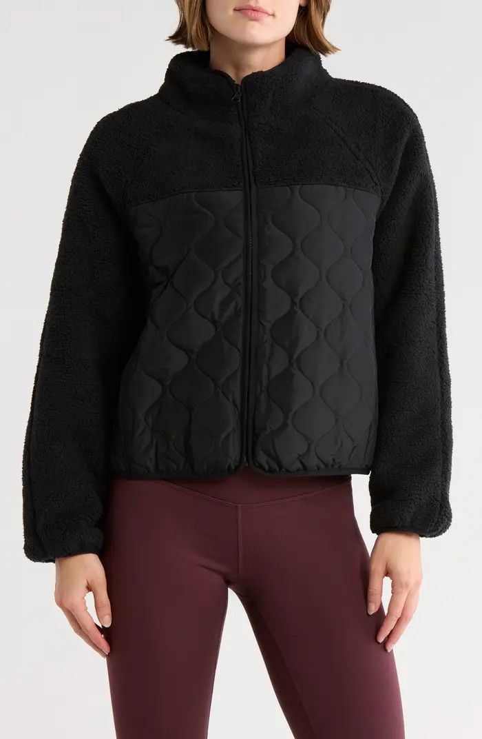 Z by Zella Faux Shearling Mixed Media Jacket | Nordstromrack | Nordstrom Rack