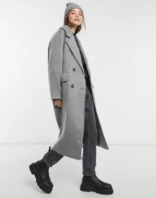 ASOS DESIGN oversized brushed coat in grey | ASOS (Global)