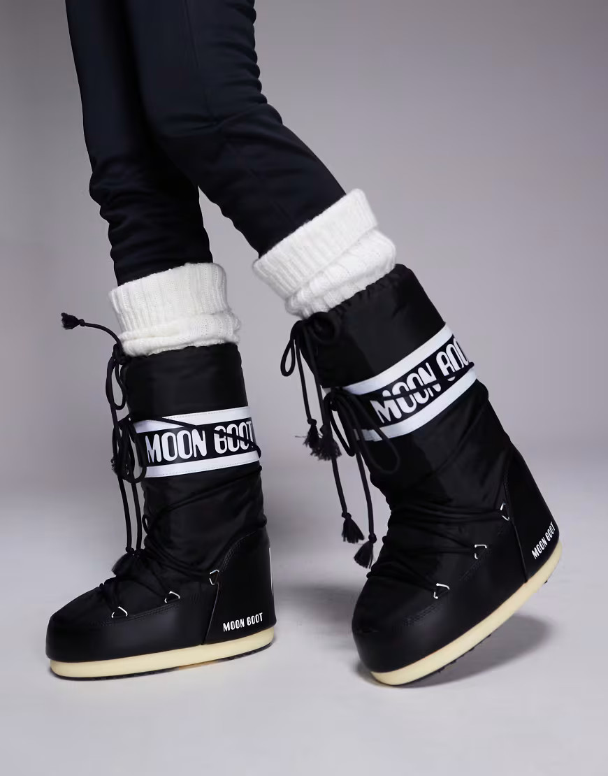 Moon Boot – Icon – Nylon-Schneestiefel in Schwarz | ASOS (Global)