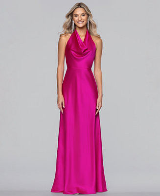 Blondie Nites Juniors' Satin Cowl Neck Gown - Macy's | Macy's