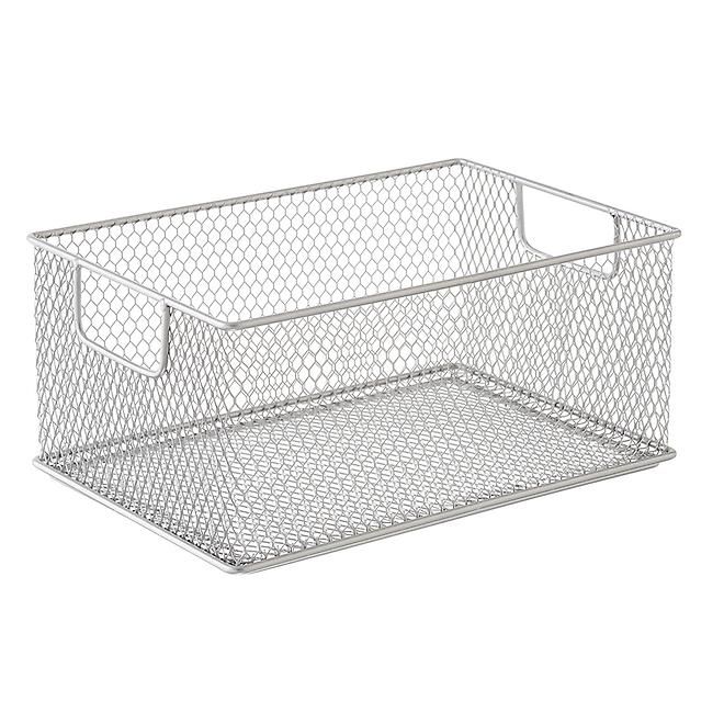 Medium Omaha Stacking Bin Silver | The Container Store