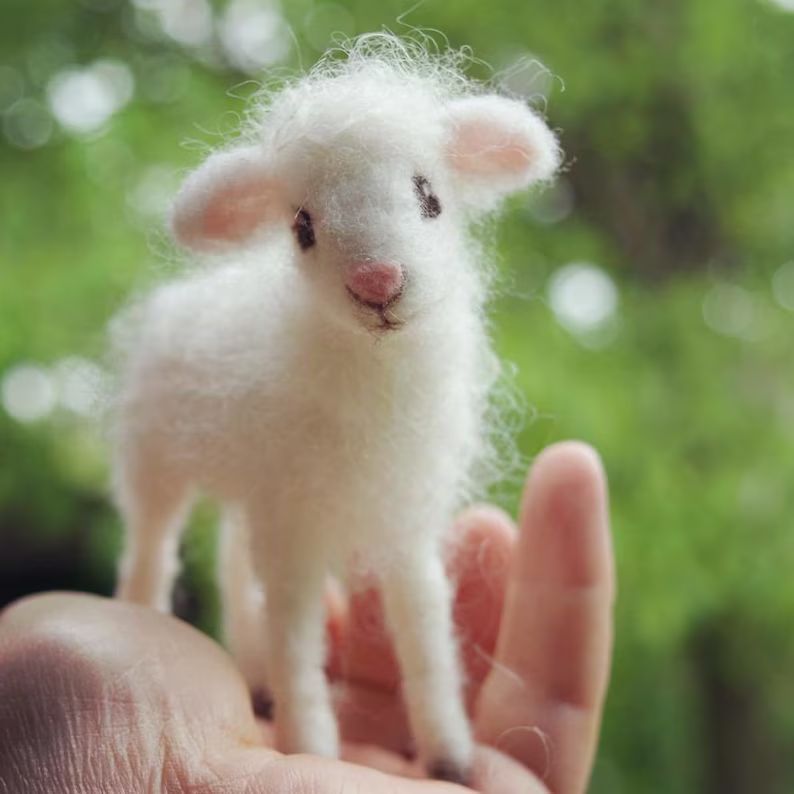 Needle Felted Lamb Baby Sheep Poseable | Etsy | Etsy (US)