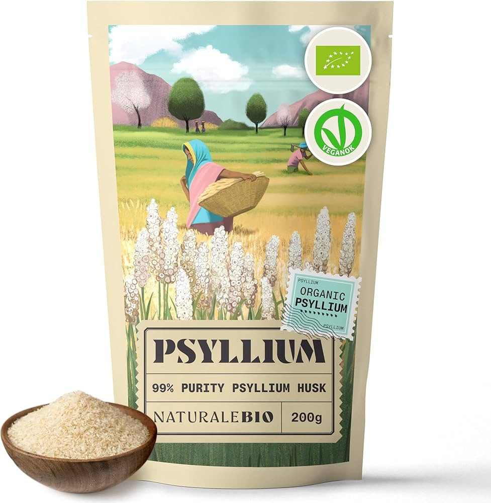 NaturaleBio Organic Psyllium Husk - 99% Purity - 200g. Pure & Natural Psyllium Seed Husks, Produc... | Amazon (UK)
