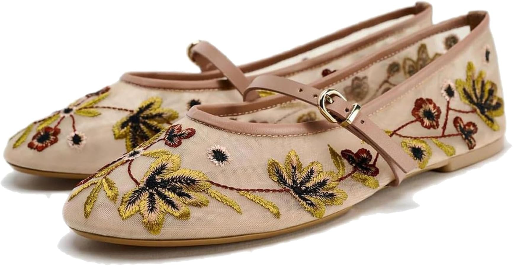 LUXMAX Mesh Embroidered Flats for Women Leopard Mary Jane Flats Ballet Shoes Round Toe Slip On Ba... | Amazon (US)