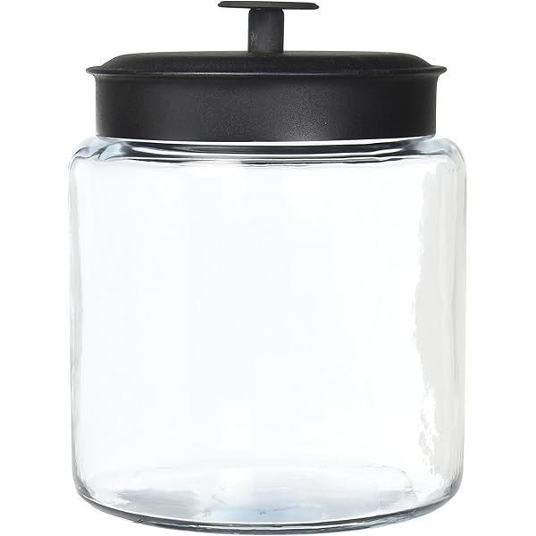 Anchor Hocking 96-oz Montana Glass Jars with Fresh Seal Lids, Black Metal, Set of 2 | Amazon (US)