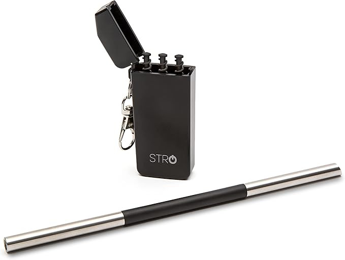 STRO Portable Reusable Metal Straw with Travel Case & Built-in Cleaning Brush, Stainless Steel St... | Amazon (US)