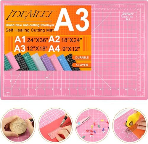 Density-upgraded 18"x12" Self Healing Cutting Mat, Idemeet Rotary Sewing Mat for Crafts, 5-Ply Bl... | Amazon (US)