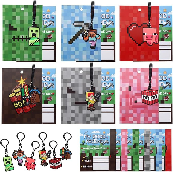 30 Packs Valentine's Day Cards for Kids with Keychains, Valentine Exchange Gift Cards with 30 Ado... | Amazon (US)