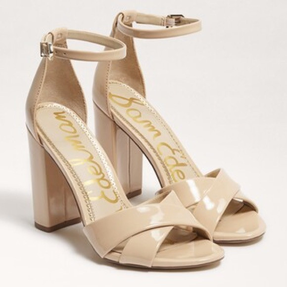 Sam Edelman Yancy Ankle Strap Sandal Beige Blush Patent Sz 10 | Poshmark