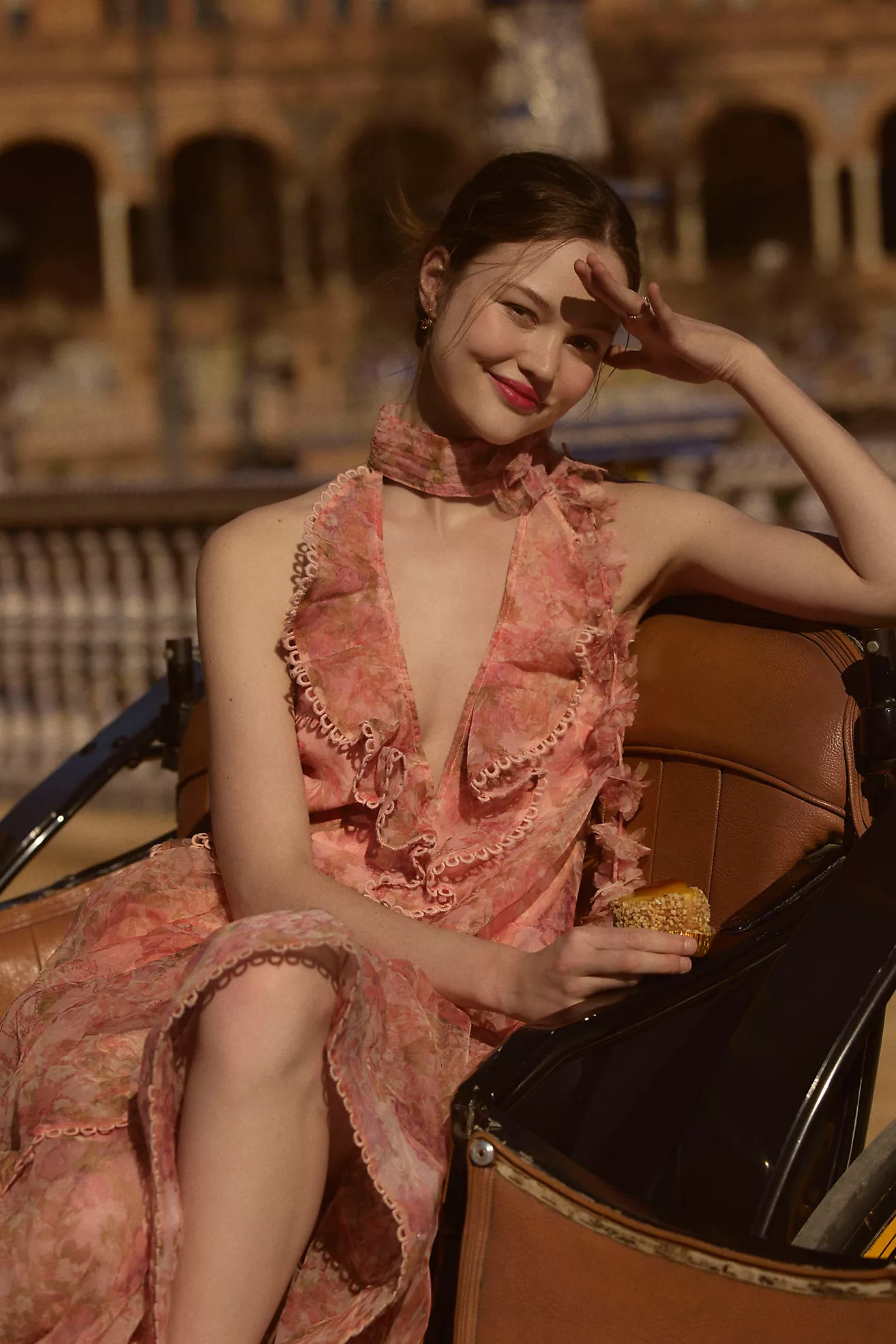 BHLDN Landon Organza 3D Ruffle Maxi Dress | Anthropologie (US)