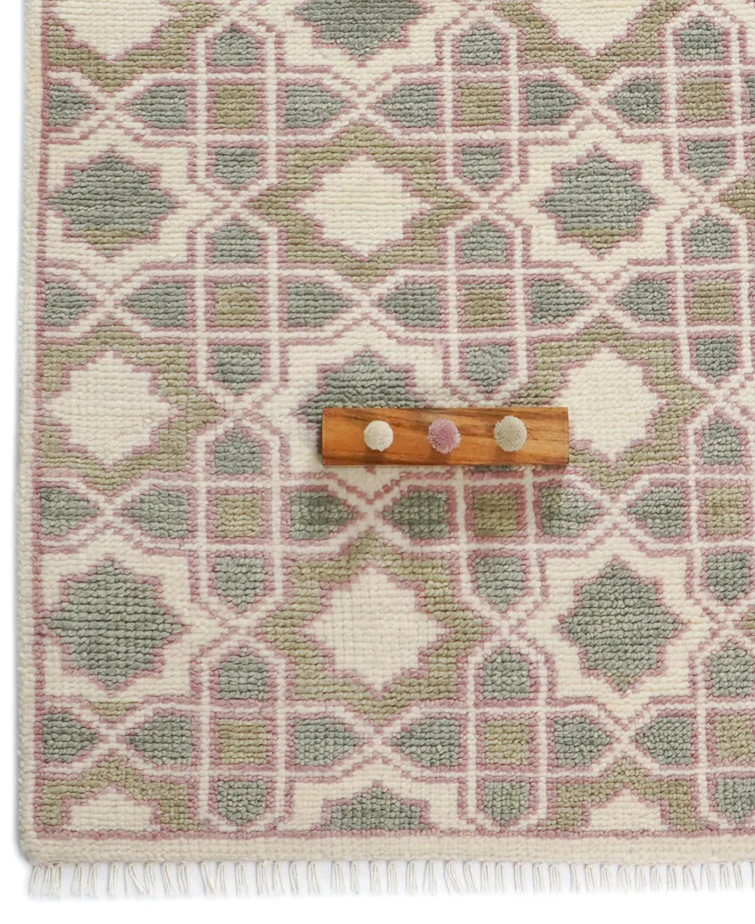 Handmade Wool Oushak Rug: Ivory Gray Pink Geometric Star Design Nursery Rug | Etsy (US)