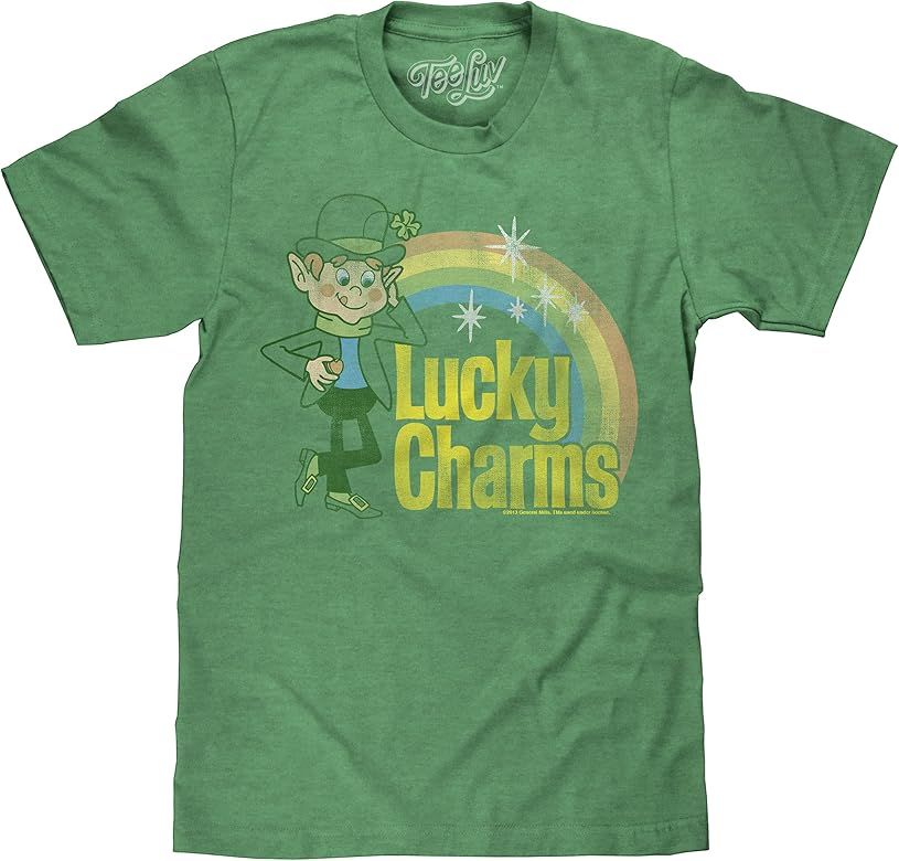 Tee Luv Lucky Charms Shirt - Vintage Lucky The Leprechaun Logo T-Shirt | Amazon (US)