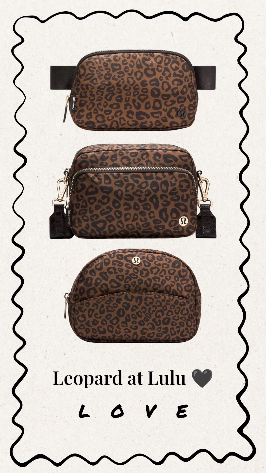 Lululemon just launched LEOPARD print accessories and I couldn’t be more in love. Belt bags, crossbody bags, pouches, backpacks, wristlets, and more. Obsessed!! 

#LTKSeasonal #LTKActive #LTKItBag