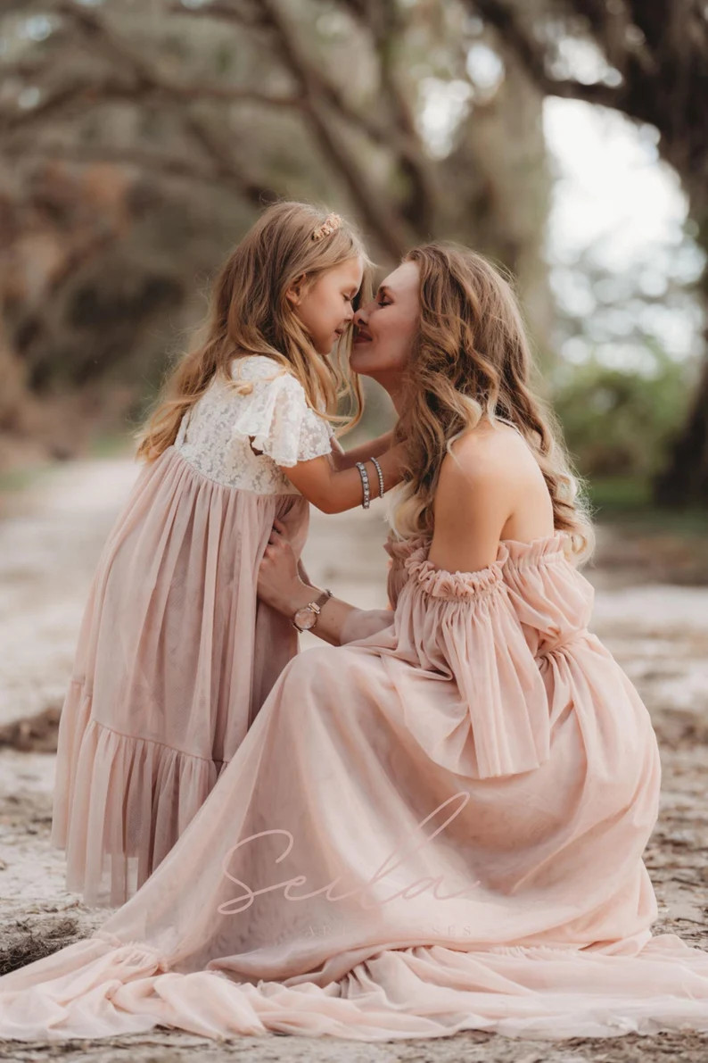 Caroline Women's Boho Dress Tulle Vintage Dress for the Maternity Session Photo Props Pregnancy P... | Etsy (US)