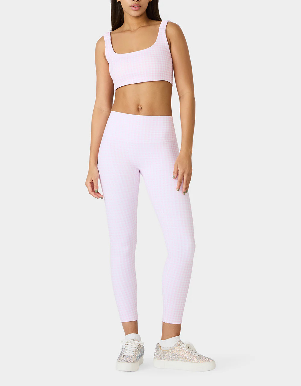 GINGHAM PRINT HIGHRISE LEGGING PINK MULTI Women's Pink Gingham Activewear Legging | Betsey Johnson