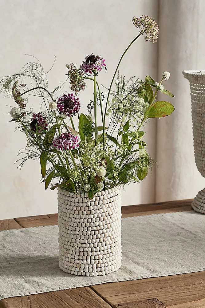 Beaded Wood + Glass Vase | Anthropologie (US)