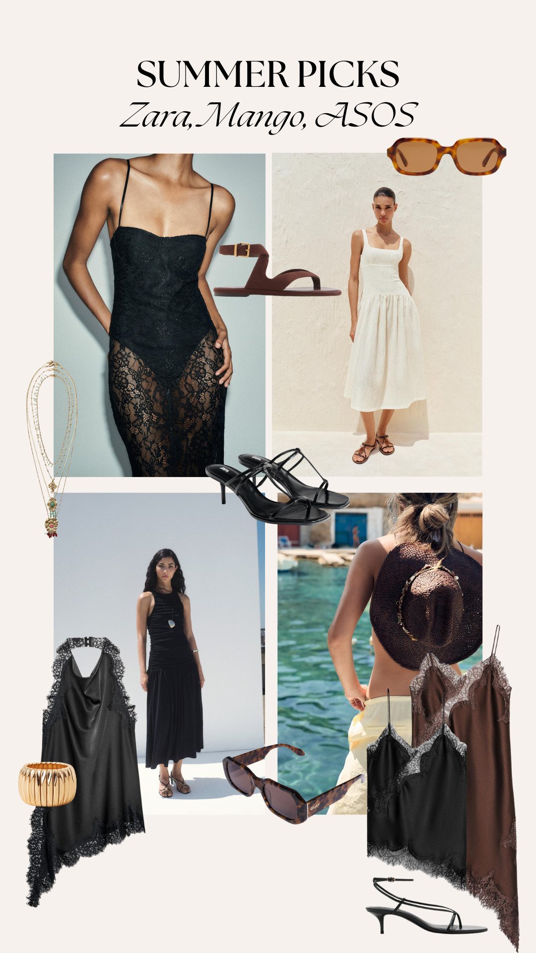 Hat, Lace Dress, Sunglasses, Sandals, Top, Skirt, Zara, Mango, ASOS 

 #LTKuk #LTKsummer