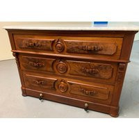 Antique Victorian Marble Top Walnut 4 Drawer Dresser 32.5H22D46W Shipping Is Not Free | Etsy (US)